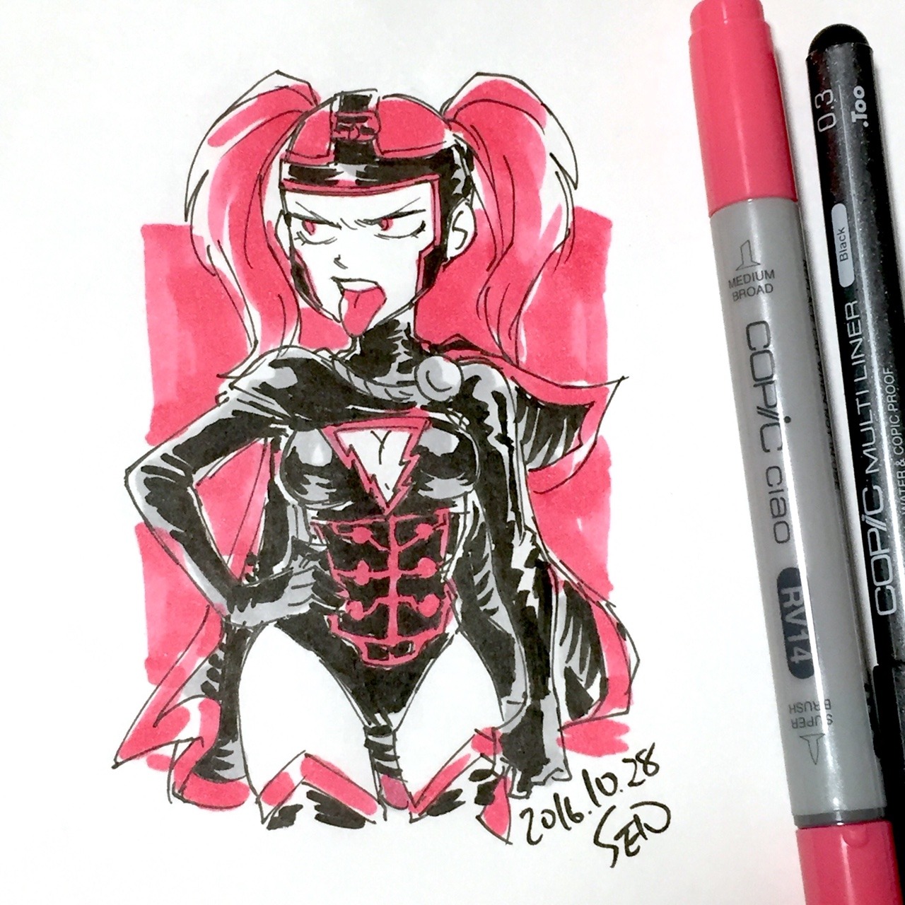 sen1227:  Inktober Day 28: Black Mary Marvel 