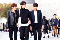 koreanmalemodels:  Kim Jaeyoung, Cho Minho, and Ji Hwaseop at Seoul Fashion Week S/S 2015, day 2 (cr: streetper) 