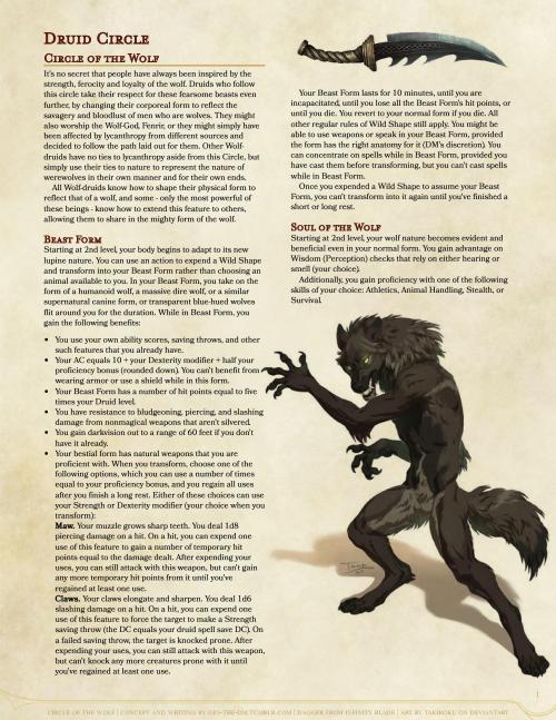 Subclass: Circle of the WolfMany know lycanthropy only as a curse, the result of a failed deal with 