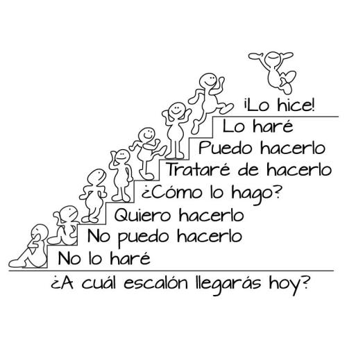 hoyvasasonreir:  El único obstáculo entre tú y el éxito eres TÚ MISMO.Decide a dónde quieres llegar. ¿A cuál escalón llegarás hoy? 