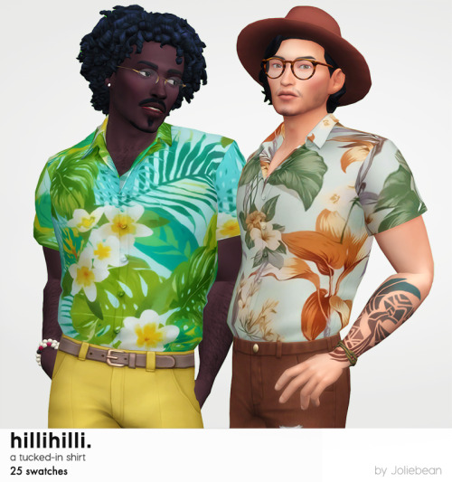 joliebean: HilliHilli tucked-in shirt by Joliebean A summer-ish shirt for male sims with a lot of fl