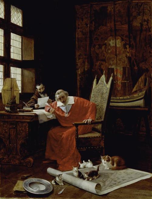 justastormie:alfa-arts:yourcatwasdelicious:cardinal richelieuHe had 14 cats!  He is known for a