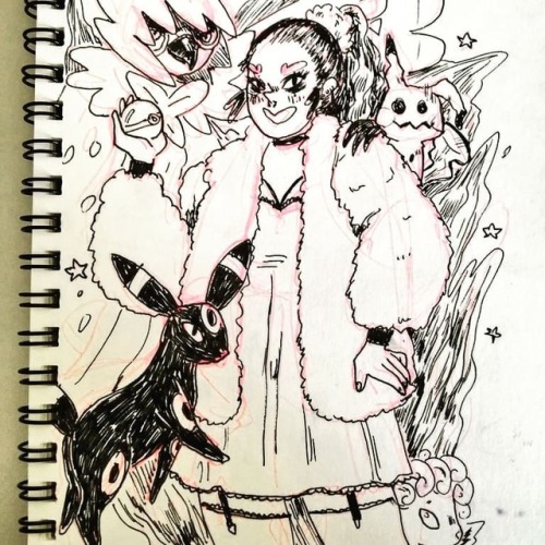 Redrawing my #gymleadersona !!! I don’t like rules so I have a ghost team with a fairy and a d