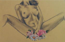 sweetbodypoetry:  Orgasm, secret garden.Self-portrait.I usually don’t share my drawings but … there you go I guess. 