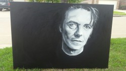 chrissyisabear:  Finally finished.  My blackstar  David Bowie  Oil on Canvas 24x36  Time: 13 hours