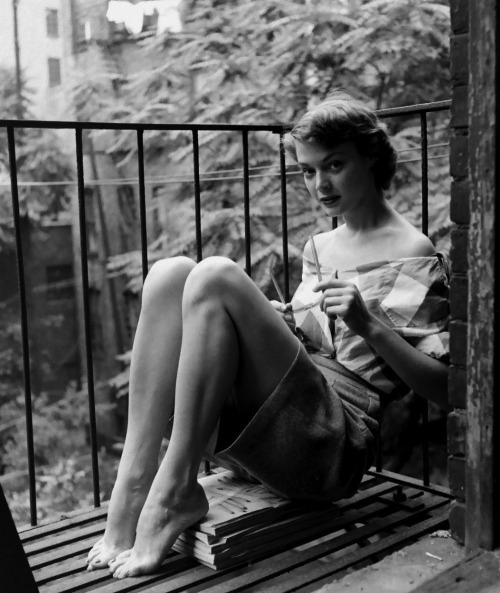 Nina Leen. Jean Patchett Escaping the Heat on the Fire Escape of Eileen Ford’s Agency, New York City