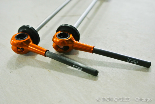 ironcycles:  Tune Skewers.  We can get them for you, and they work!