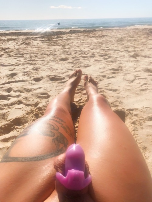 sissy-with-a-tiny-clitty: Such a nice day today at the nude beach, it was packed and I was dressed i