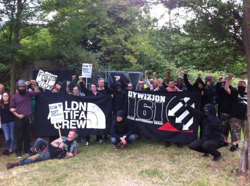 antifascistaction:  London Antifa, Black Revs and Dywizjon 161. ** REPORT ** Around 200 people attended the Haringey UAF called solidarity gathering in Tottenham Green which was supported by many militant anti-fascists and locals.  Around 80-100 of us