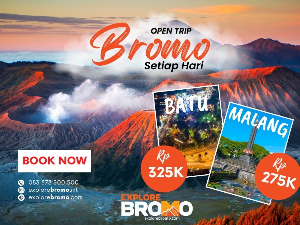 Paket wisata open trip sunrise gunung bromo setiap hari dari kota Batu dan Malang tanpa minimum kuota, satu orang bisa daftar dan join bersama-sama