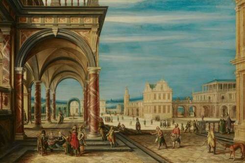 Hendrik van Steenwijck II - A Square with Imaginary Buildings1614oil on copperMauritshuis, The Hague