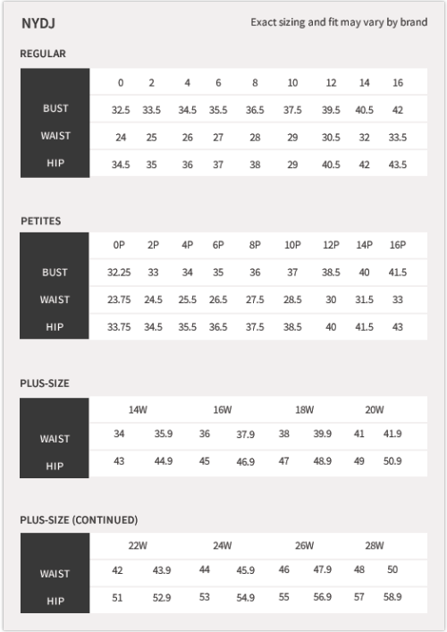 male to female size chart