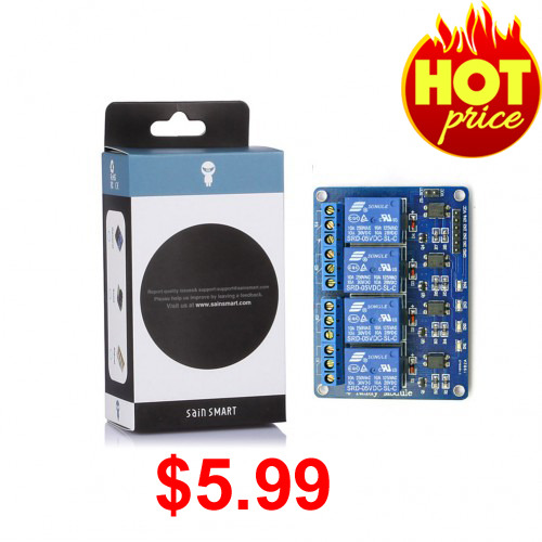 If you want to start a project, then you can’t miss this hot deal!!
Sainsmart 4-Channel 5V Relay Module is on sale for $5.99 now!
The sale only last for three days!
This is a 5V 4-Channel Relay interface board which is able to control various...