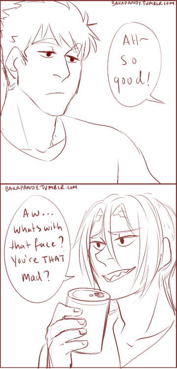 bakapandy:  JUST BARELY MADE IT IN TIME FOR DAY 5 SOURINWEEK DAY 5: Rock - Cola this was so stupid but so fun lmao poor Sousuke Basically Sousuke’s logic: Cola and Rin both taste good, therefore the two combined should taste better. 