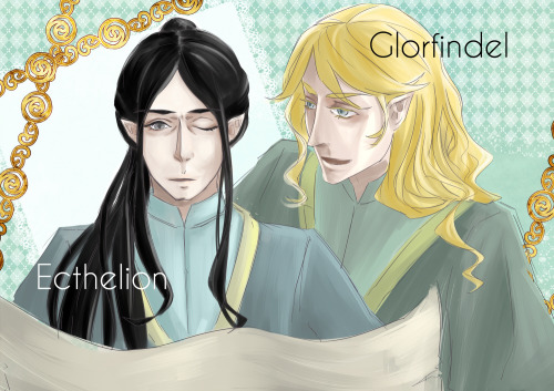 a sketch about Glorfindel and Ecthelion.also a birthday present for my friend, who really love Gondo