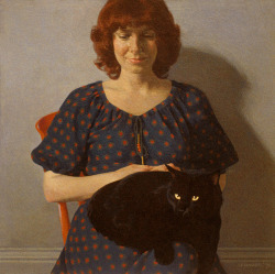 Michael Leonard.â Girl With A Black Cat.â 1976.