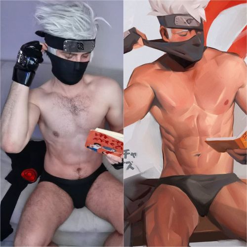 Ops. Kakashi sensei again!When I saw this art from the artist, I immediately wanted to repeat it wit