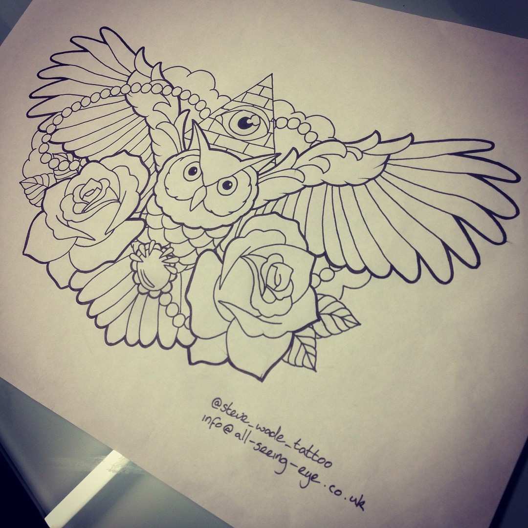 Owl tattoo design. Ideally for chest or back. Give...