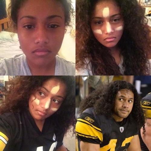 omgitsfrizzy:  So there’s this hashtag trending called #makeuptransformation, which is basically just people making fun of how dramatic face contouring is(seen in the first picture). I AM SCREAMING 
