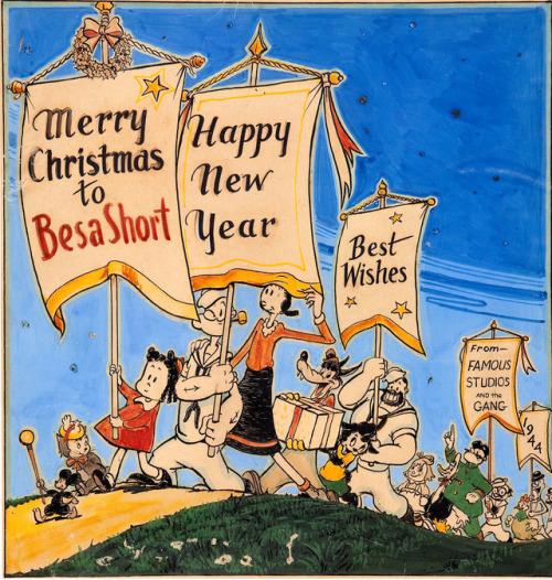 Christmas illustration from Famous Studios, 1944.Famous Studios of course grew out of the Fleischer 