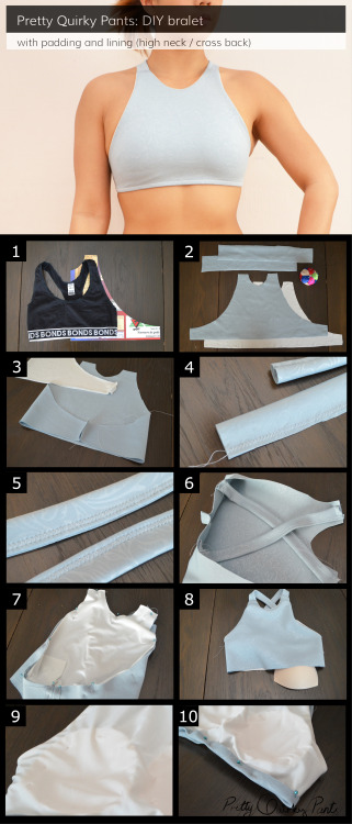 DIY Custom Sports BraMake a sports bra that comfortably fits you from this tutorial.Pretty Quirky Pa
