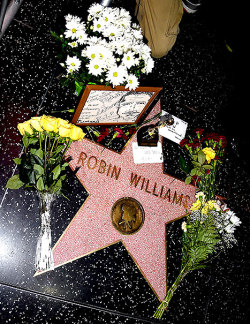 usweekly:  #RIPRobinWilliams Mourners visited sites from Robin Williams’ movies — laying flowers and memorabilia in his honor.   So sad, Humbled by this&hellip;. my words escape me.