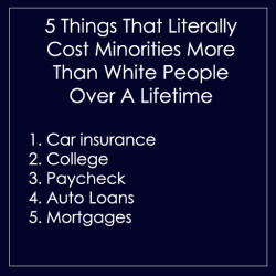 black-to-the-bones:   1. Car Insurance  The idea of auto insurers charging black people more for their service is nothing new. Just two years ago, the Consumer Federation of America conducted a study that found drivers in black neighborhoods are charged