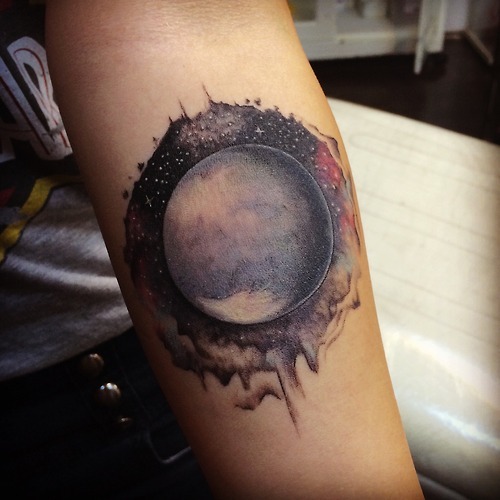 fuckyeahtattoos:  Pluto Planet Savaş Doğan - Matkap Tattoo Istanbul Kadiköy instagram.com/inktotalart