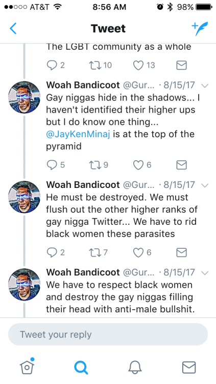 libraofcolor: blackberryshawty:  eronthebender:   hotepiscancelled:  ——- how many gold medals we gon give this nigga for the mental gymnastics on this one  It’s too hot in the summer of this year 2017 to be dealing with Ankh Niggas, they homophobia