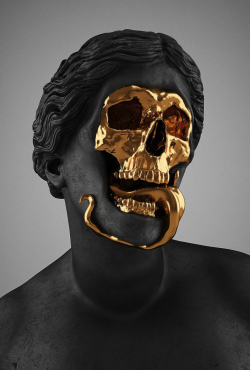 dieandsing:  The God Of The Grove, 2013.  by Hedi Xandt gold-plated brass, polymer, distressed black finish, marble  