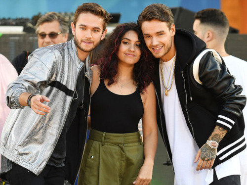 thedailypayne:Liam with Zedd and Alessia Cara on Good Morning America - 21/7