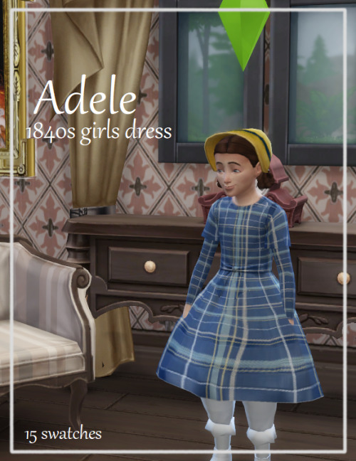 ADELE 1840s girls dress15 swatches 11 solids, 4 patternsBGChello everyone! i made a little something