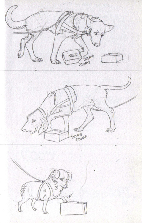 wyrddogs: Obviously I sketched this really fast, but this is how nosework class went last night.