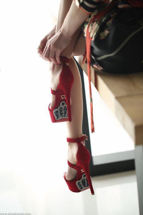 yaroseshulzhenkoworld: Red suede high heels  Made by hand 