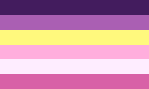 neopronouns: queerplatonic lilaen flag for @therainbowgorilla!flag id: a flag with 6 stripes. in ord