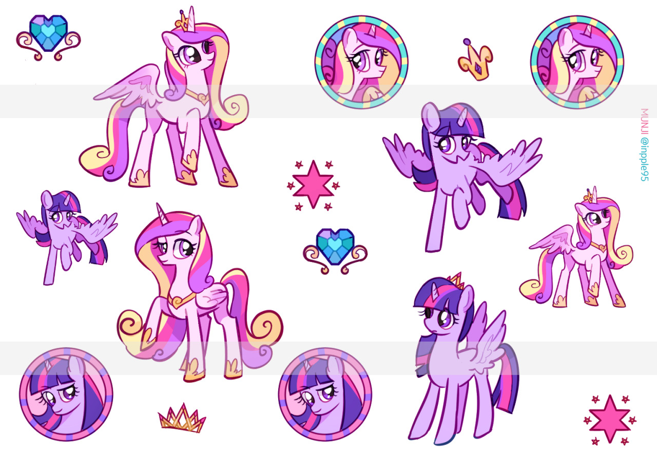 dusty-munji:  Princess sticker :) 4 of my favorite characters. does Cadance is right?