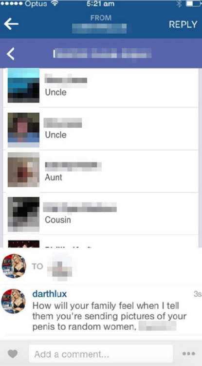 slutty-stripper-goddess:  gothicstripper:  sepiadreamer:  thechronicleofshe:  loki-on-mjolnir:  A brilliant way to respond to dick pics (x)  I love 2016, The year that women have Had Enough  But how are they finding these men’s Facebooks through their