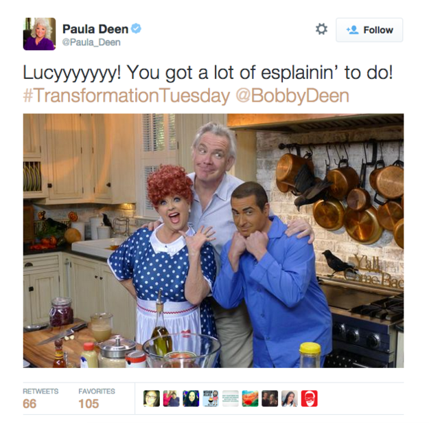 buzzfeed:  Paula Deen Just Posted A Picture Of Her Son In BrownfaceThe tweet, a tone-deaf