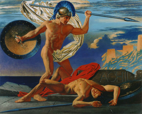 bloghqualls: Artist : John Woodrow Kelly - “Achilles and Hector” Oil on Canvas. 80 