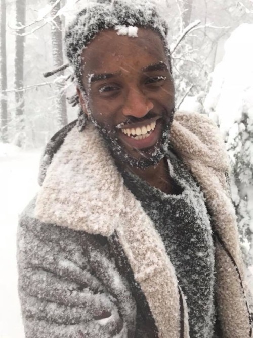 africanaquarian:locsofpoetry:locsofpoetry:Black Boy Joy in the ❄️Ima let y’all be great - but umm th