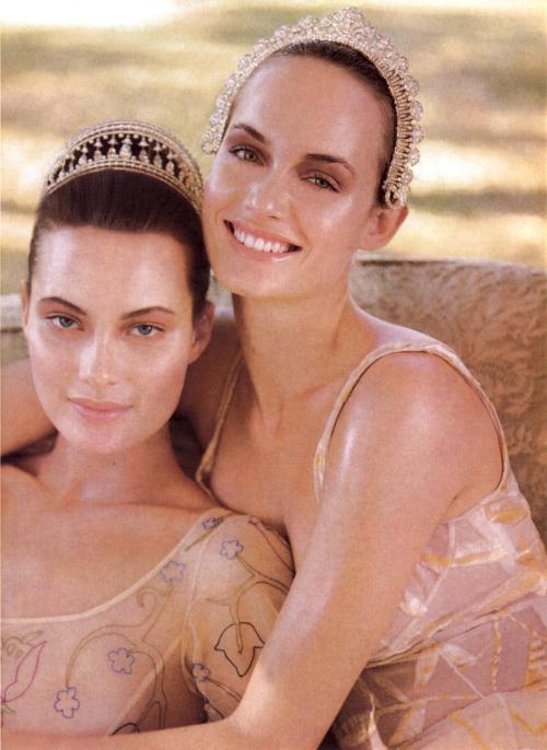 Amber Valletta & Shalom Harlow in “Crowned Heads” by Steven Meisel for US Vogue March 1997