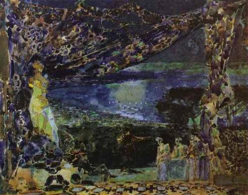 Italian Night (Sketch for the curtain in Russian Private Opera), 1891, Mikhail VrubelMedium: waterco