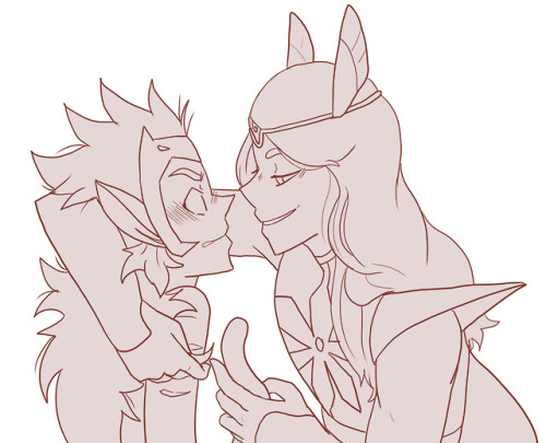 hermajestythebomb: sconefacedgirl: more flirty Adora and flustered Catra for Ko-fi request @lesbians