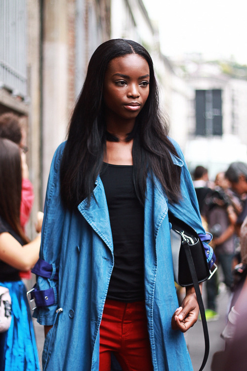 Maria Borges oustide Ermanno Scervino / MFW ss15 street style / shot by Valentina Botta