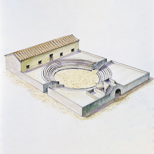 The Roman era Comitium, drawing, Paestum, Campania, Italy. Roman civilisation, 3rd-2nd century BC.Le