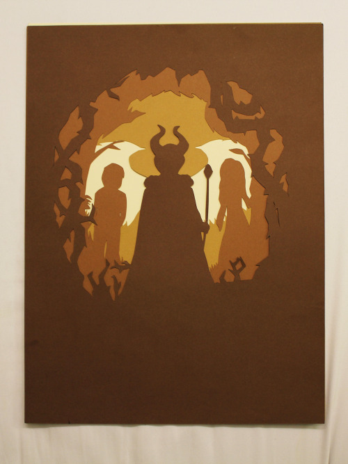 Maleficent film poster papercut draftXacto knife x Cardstock