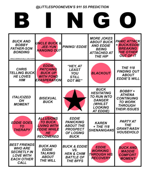 littlespoonevan: littlespoonevan:Very important season 5 bingo update from me and @buckleys-diaz!!!!