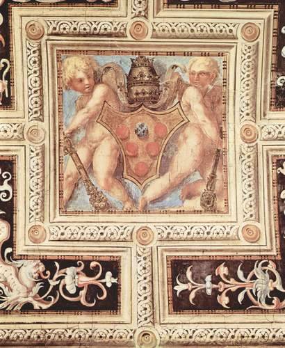 Scene with cherubs on papal coat of arms, 1515, Jacopo PontormoMedium: fresco