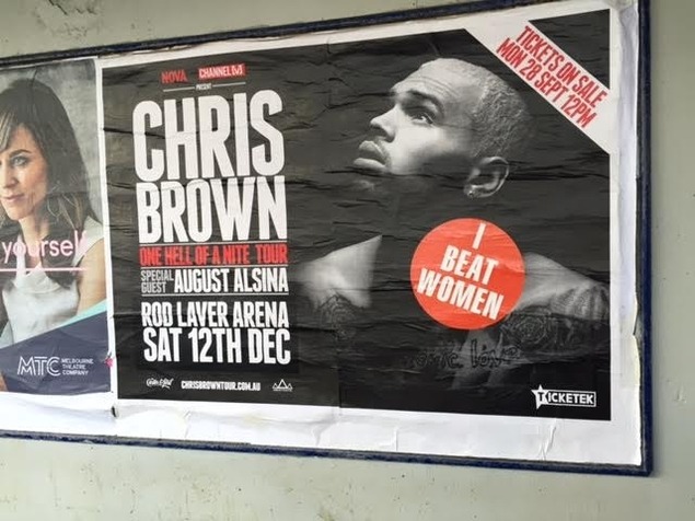 Someone has defaced a bunch ofChris Brown tour posters inthe best possible way.