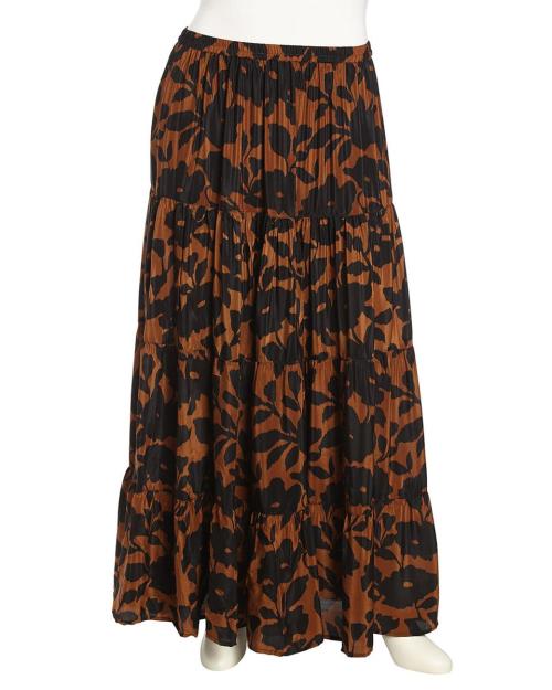 Floral-Print Multi-Layer Chiffon Maxi Skirt, Women&rsquo;s